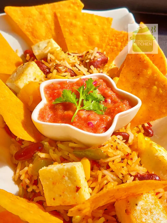 Mexican Rice with Chips and Salsa.
